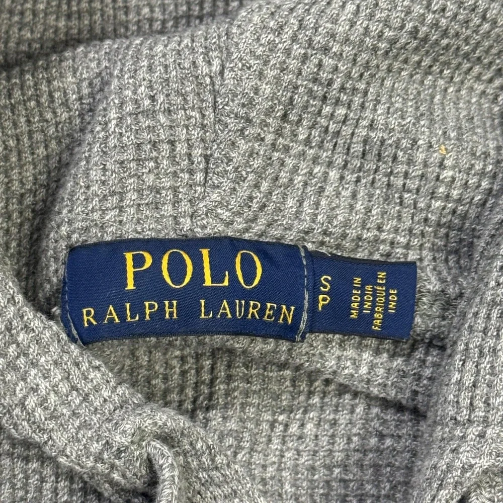 Polo Ralph Lauren Thermal Waffle Knit Hoodie Mens Small Gray Pullover Cotton